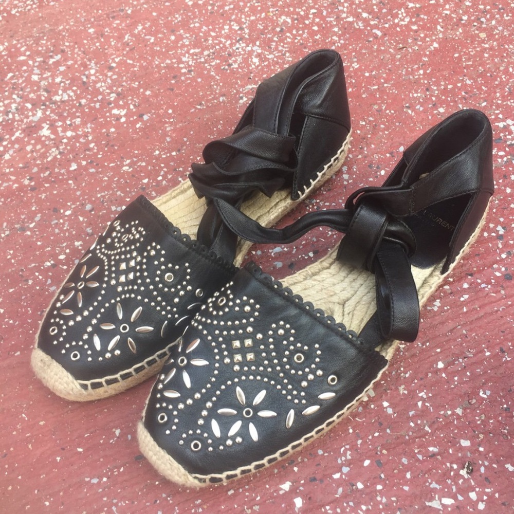 Saint Laurent flower studded espadrilles
